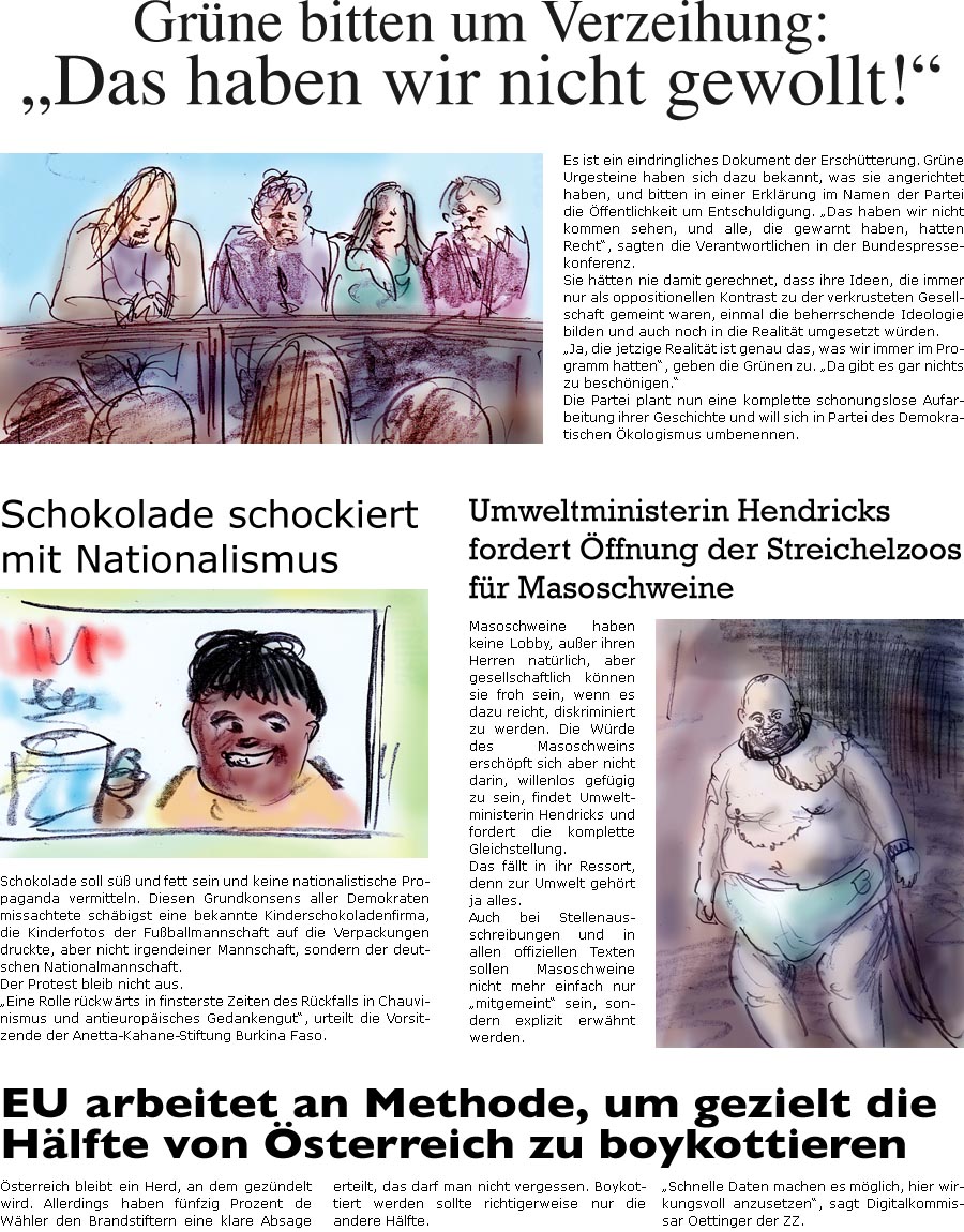 ZellerZeitung.de Seite 268 - Gezielter Boykott der Hlfte von sterreich / Wirbel um Kinderschokolade / Ministerin Hendricks fordert Gleichstellung der Masoschweine / Grne: Das haben wir nicht gewollt!